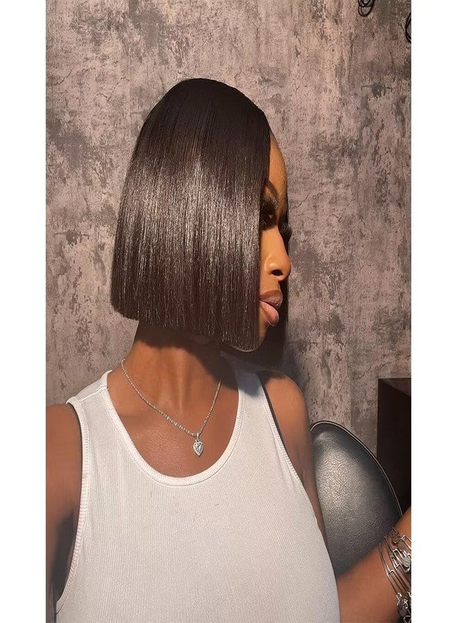 ten chopsticks 2X6 Deep Parting SKINLIKE Real HD Human Hair Short Bob Wigs Pre Plukced 0.10mm Ultra-thin Invisible Swiss HD Lace Closure Single Knot Undetectable Melted Lace Closure Wigs 180% Density 10Inch - Image 5
